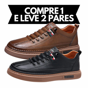 Tênis Casual Italian Titanium - Couro Legítimo - COMPRE 1 E LEVE 2 PARES